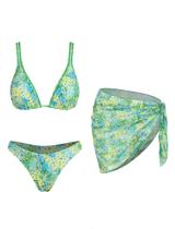 Conjunto de biquíni triangular floral feminino ZAFUL de 3 peças Conjunto de biquíni triangular floral feminino ZAFUL de 3 peças