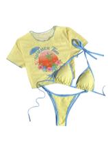 Conjunto de biquíni Verdusa Cheeky Halter com capa amarela Conjunto de biquíni Verdusa Cheeky Halter com capa amarela