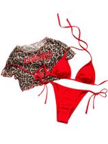 Conjunto de biquíni Verdusa Cheeky Halter com capa de leopardo Conjunto de biquíni Verdusa Cheeky Halter com capa de leopardo