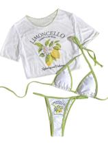 Conjunto de biquíni Verdusa Cheeky Halter Tie Back Swimsuit verde branco Conjunto de biquíni Verdusa Cheeky Halter Tie Back Swimsuit verde branco