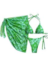 Conjunto de biquíni Verdusa Floral Halter Triangle Swimsuit Green XS