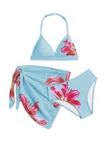 Conjunto de biquíni Verdusa Girl Boho Floral Backless Blue 8 anos