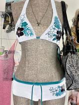 Conjunto De Biquíni Vintage Com Estampa Floral Para Mulheres, Sexy, Moda De Praia Dos Anos 2000