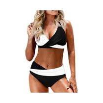 Conjunto De Biquíni Vintage De Cintura Alta Com Decote Halter Para Mulheres, Roupa De Banho Push-up,
