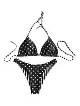 Conjunto de biquíni WDIRARA com listras florais Feminino preto/branco Conjunto de biquíni WDIRARA com listras florais Feminino preto/branco