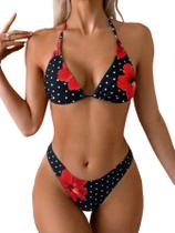 Conjunto de biquíni WDIRARA, maiô feminino de bolinhas, Halter Triangle