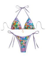 Conjunto de biquíni WDIRARA, maiôs femininos Boho, estampa floral, 3GG Conjunto de biquíni WDIRARA, maiôs femininos Boho, estampa floral, 3GG