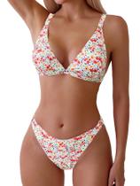 Conjunto de biquíni ZAFUL com estampa floral, moda de cintura alta para mulheres Conjunto de biquíni ZAFUL com estampa floral, moda de cintura alta para mulheres