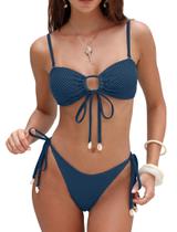Conjunto de biquíni ZAFUL feminino Bandeau O Ring Fishnet Seashell Tie M Conjunto de biquíni ZAFUL feminino Bandeau O Ring Fishnet Seashell Tie M