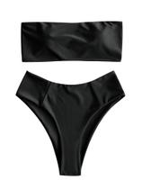 Conjunto de biquíni ZAFUL feminino de corte alto sem alças preto