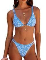 Conjunto de biquíni ZAFUL Floral Color Block de cintura alta para mulheres
