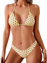 Conjunto de biquíni ZAFUL, maiô feminino Halter Triangle High Cut, amarelo