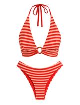 Conjunto de biquíni ZAFUL O Ring Halter High Cut Swimsuit para mulheres