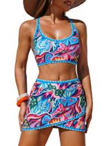 Conjunto de biquíni ZAFUL, roupa de banho feminina Color Block Wrap Skort Conjunto de biquíni ZAFUL, roupa de banho feminina Color Block Wrap Skort