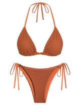 Conjunto de biquíni ZAFUL Sexy Halter Triangle Thong Swimsuit para mulheres