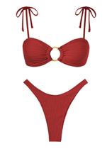 Conjunto de biquíni ZAFUL Sexy Tie, alça espaguete, maiô de perna alta Conjunto de biquíni ZAFUL Sexy Tie, alça espaguete, maiô de perna alta
