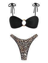 Conjunto de biquíni ZAFUL Sexy Tie, alça espaguete, maiô de perna alta