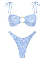 Conjunto de biquíni ZAFUL Sexy Tie com alça espaguete texturizada