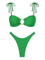 Conjunto de biquíni ZAFUL Sexy Tie com alça espaguete texturizada