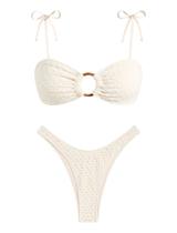 Conjunto de biquíni ZAFUL Sexy Tie com alça espaguete texturizada