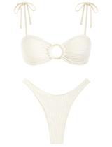 Conjunto de biquíni ZAFUL Sexy Tie, maiô texturizado com alça espaguete