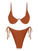 Conjunto de biquíni ZAFUL Sexy Triangle Thong Swimsuit Caramel para mulheres Conjunto de biquíni ZAFUL Sexy Triangle Thong Swimsuit Caramel para mulheres