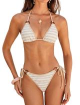 Conjunto de biquíni ZAFUL Triangle para mulheres, roupa de banho texturizada cáqui