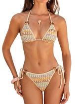 Conjunto de biquíni ZAFUL Triangle para mulheres, roupa de banho texturizada de damasco