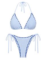 Conjunto de biquíni ZAFUL Triangle Thong Swimsuit Baby Blue para mulheres Conjunto de biquíni ZAFUL Triangle Thong Swimsuit Baby Blue para mulheres