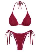 Conjunto de biquíni ZAFUL Wine Red High Cut Tanga para mulheres tamanho M Conjunto de biquíni ZAFUL Wine Red High Cut Tanga para mulheres tamanho M