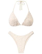 Conjunto de biquínis femininos chiques com textura floral e maiô Seamoly M