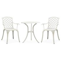 Conjunto de bistrô de pátio vidaXL de 3 peças - Móveis de jardim em alumínio fundido resistente às intempéries - Conjunto de jantar ao ar livre de estilo industrial branco