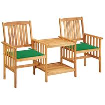 Conjunto de bistrô vidaXL em madeira de acácia maciça rústica com mesa de chá Conjunto de bistrô vidaXL em madeira de acácia maciça rústica com mesa de chá