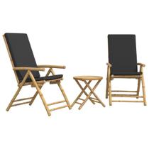 Conjunto de bistrô vidaXL Folding Bamboo de 3 peças com mesa e 2 cadeiras