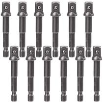 Conjunto de bits de adaptador de soquete OIIKI, pacote com 12, 10 mm quadrados de 3/8 polegadas