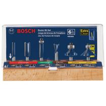 Conjunto de bits de roteador BOSCH RBS006, 6 peças com ponta de metal duro, haste de 1/4 pol Conjunto de bits de roteador BOSCH RBS006, 6 peças com ponta de metal duro, haste de 1/4 pol
