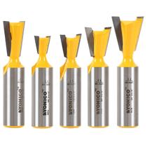 Conjunto de bits de roteador YONICO Dovetail 5 bits e 1/2 polegada Shank 14520 Conjunto de bits de roteador YONICO Dovetail 5 bits e 1/2 polegada Shank 14520