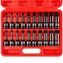 Conjunto de bits hexagonais WETT 1/2 Drive Master Impact 20 peças SAE e Metric