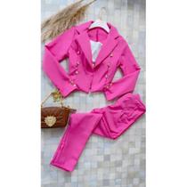 conjunto de blazer e calça zara alfaiataria rosa p