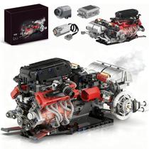 Conjunto De Bloco De Construção De Motor V12 1610 Peças Bloco de Montar Encaixe DK327 Brastoy