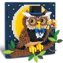 Conjunto de blocos de construção BSESparklion Magic Owl Animal, arte de parede 3D