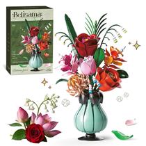 Conjunto de blocos de construção, buquê de flores com vaso para adultos Conjunto de blocos de construção, buquê de flores com vaso para adultos