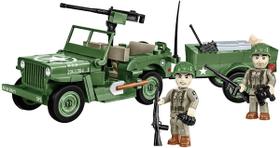 Conjunto de blocos de construção: coleção histórica COBI, veículo Jeep Willys MB da Segunda Guerra Mundial com trailer