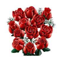 Conjunto De Blocos De Construção De Buquê De Rosas Artificiais Compatível Com Lego 10328, Presente Conjunto De Blocos De Construção De Buquê De Rosas Artificiais Compatível Com Lego 10328, Presente
