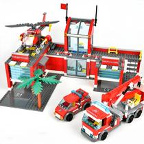 Conjunto de Blocos de Construção de Posto de Bombeiros Huiqibao - 756 Peças (Caminhão e Helicóptero) Conjunto de Blocos de Construção de Posto de Bombeiros Huiqibao - 756 Peças (Caminhão e Helicóptero)