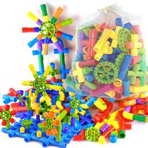 Conjunto de blocos de construção Dr.ox Tube Locks 242 peças com rodas 3+