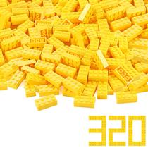 Conjunto de blocos de construção Feleph 320 peças 2x4 de tijolos amarelos
