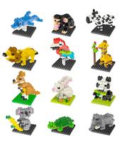 Conjunto de blocos de construção FUN LITTLE TOYS Mini Animals, pacote com 12 crianças Conjunto de blocos de construção FUN LITTLE TOYS Mini Animals, pacote com 12 crianças