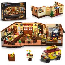 Conjunto de blocos de construção INSOON City Street Pizzaria Restaurant, 1098 unidades
