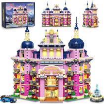Conjunto de blocos de construção INSOON Pink Estate House com luzes, 1815 unidades